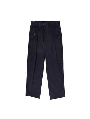 Libero Navy Corduroy Campo Trousers - Men's M 32 x 31 - Pleated Cropped Ankle